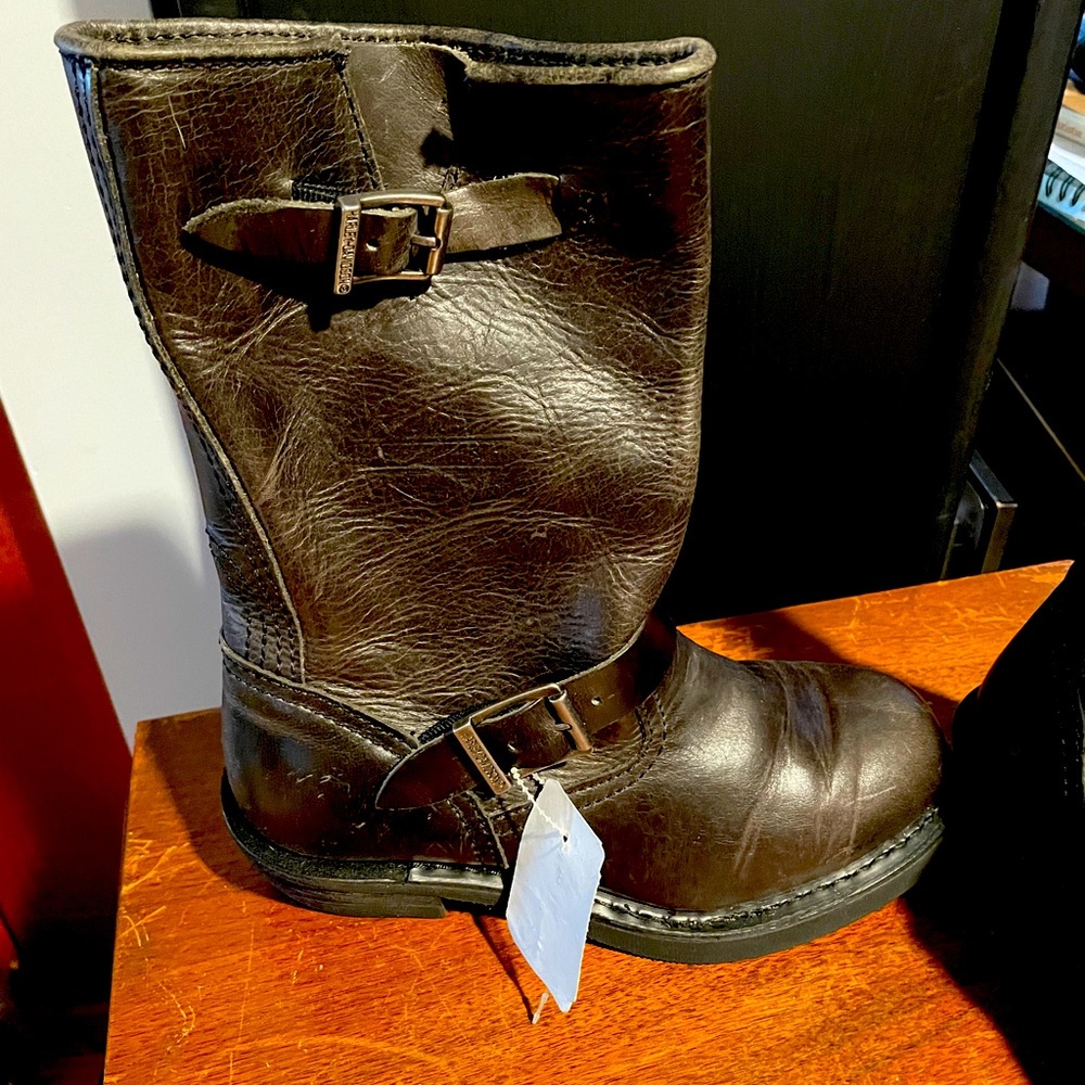 Heavy Leather Harley Davidson Motorcycle Boots